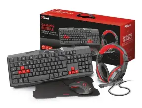 Combo 4 En Uno Trust Ziva Gaming Teclado+ Auricular+mouse + Mousepad, Negro