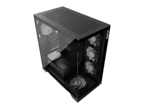 Case Xpg Invader X Black S/fuente (iinvaderxmt-bkcww) Panel De Vidrio, 5 Fans. Raiser Pcie.4.0, Negro