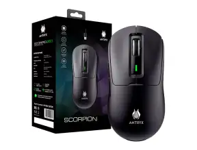 Mouse Inalambrico Antryx Scorpio 250 Gaming (awgm-s250k) Sensor Hasta 8000 Dpi, Con 6 Botones, Negro