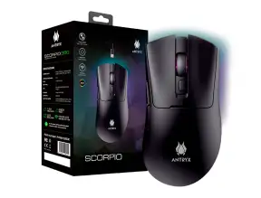 Mouse Inalambrico Antryx Scorpio 350 Gaming (awgm-s350k) Sensor Hasta 10000 Dpi, Con 7 Botones, Iluminacion Rgb, Negro