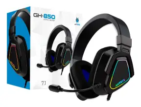 Auricular Antryx  Gh-850 Rgb Gaming (agh-850bk7rv) Con Microfono, Interfaz Usb, Negro C/ Gris