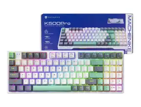 Teclado Gamer Inalambrico Machenike (k500 Pro) Mecanico, Switch Brown, Blanco-plomo