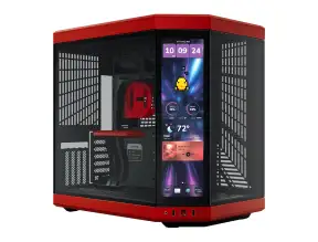 Case Hyte Y70 Touch I S/fuente  Infinite With 14.9" Black - Cherry (cs-hyte-y70tti-rb) Mid Tower, Paneles De Vidrio Templado, Rojo Y Negro