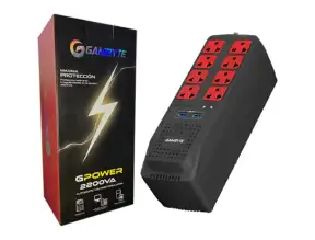 Estabilizador Gambyte  2200va 8 Tomas 2 Puertos Rj (ez-gpow22va-id)