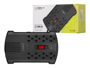 Estabilizador Power Lite 1200va/600w, Pulsar Avr Pli1, 8 Tomas, Frecuencia 50/60hz, Interruptor Iluminado, Color Negro ( Avr Pli1200 )