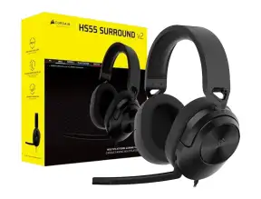 Auricular Corsair Hs55 Surround Gaming, 7.1 (ca-9011390-ww) Interfaz Jack, Black, Multiplataforma, Dolby Atmos 7.1, Microfono Omnidireccional