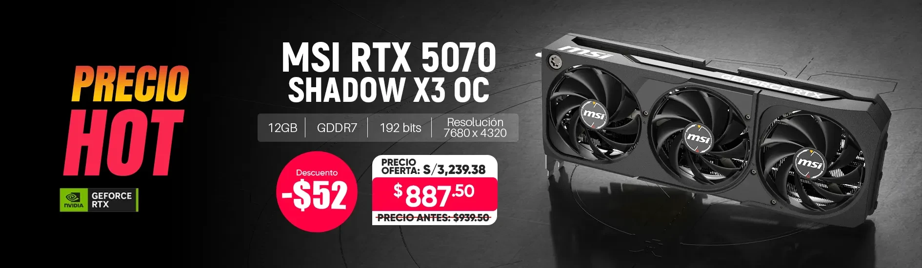 Tarjeta De Video Msi Rtx 5070 Shadow X3 Oc