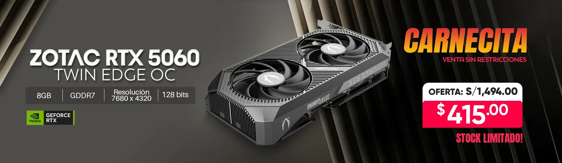 Tarjeta de video RTX 5060 ZOTAC